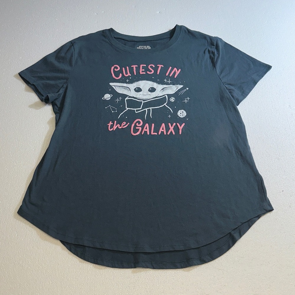 Star Wars Fifth Sun Grogu Cutest in the Galaxy Graphic Tee Gray Plus Size‎ 3XL